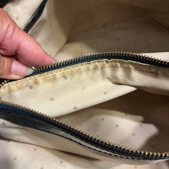 Kate Spade Knightsbridge Helena Croc Green Patent Leather Shoulder Bag - Picture 12 of 15